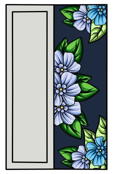 Sınırı yapraklar ve çiçeklerle donatın. Vektör tasarımı