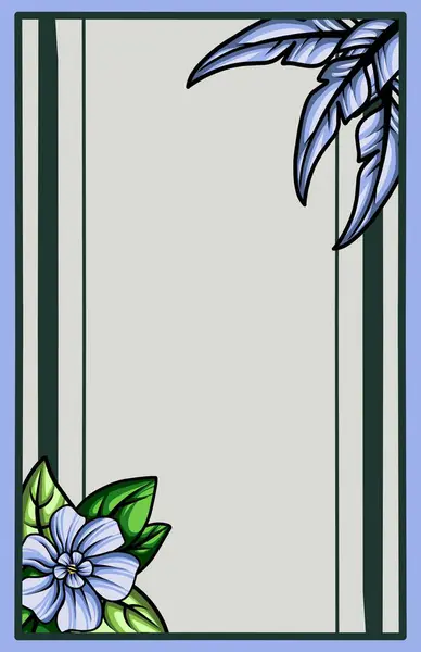 Sınırı yapraklar ve çiçeklerle donatın. Vektör tasarımı