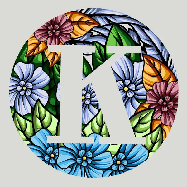 Çiçeksel monogram alfabe illüstrasyonu. vektör tasarımı