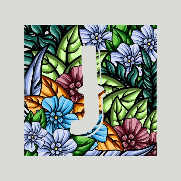 Çiçeksel monogram alfabe illüstrasyonu. vektör tasarımı