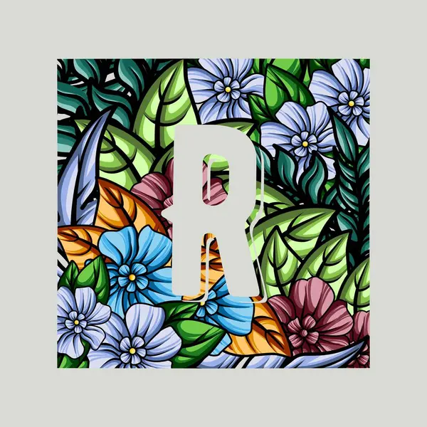 Çiçeksel monogram alfabe illüstrasyonu. vektör tasarımı