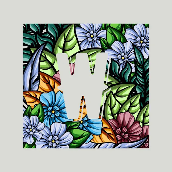 Çiçeksel monogram alfabe illüstrasyonu. vektör tasarımı