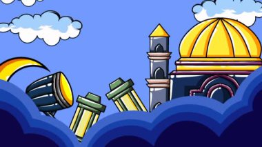 Ramazan, Hac, Kurban ve İslami amaçlar olarak dini selamlar için animasyon arkaplanı