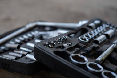 Arabalar için bir takım aletler. Yüksek kalite fotoğraf