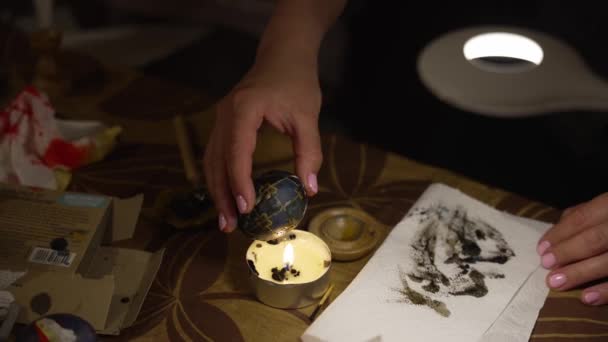 Geleneksel Ukrayna Boyalı Paskalya Yumurtası Pysanka — Stok video