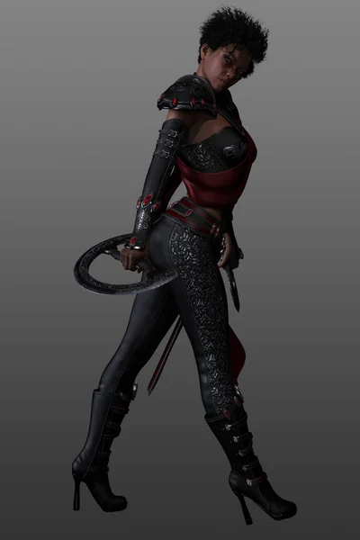 Urban Fantasy Poc Warrior Female Sci Woman Weapons — Stock Photo, Image