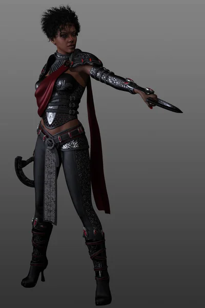 Urban Fantasy Poc Warrior Female Sci Woman Weapons — Stock Photo, Image