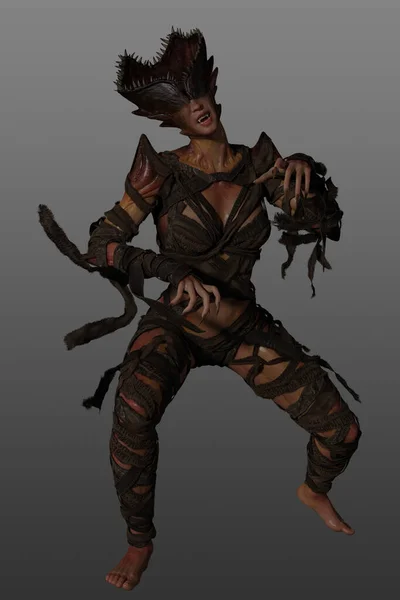 一个女战士怪物的3厘米渲染 女恶魔 — 图库照片