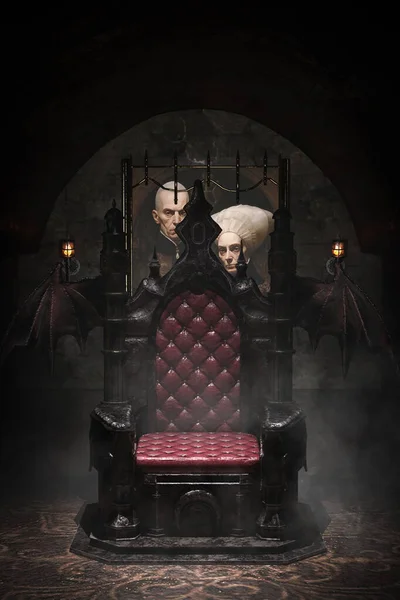 Gothic Throne Vampire King Demons Throne Bat Wings — Stock Photo, Image