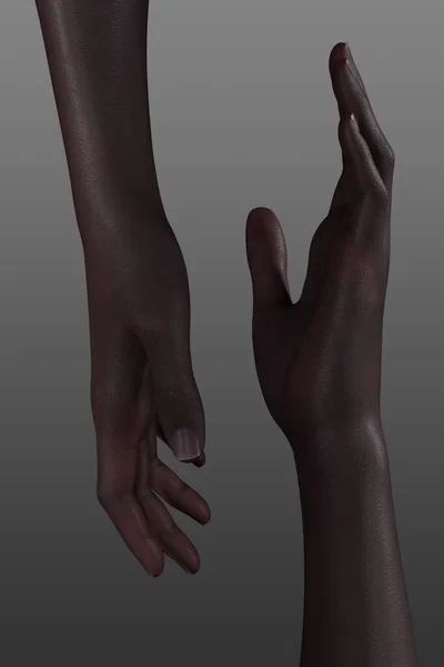 African American hands, isolated on a grey background. Hand pose close-up.