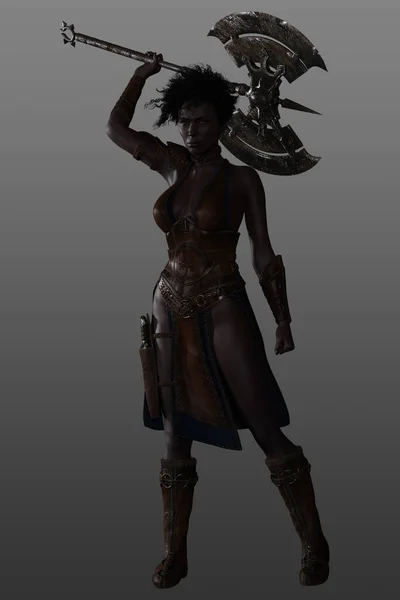 Render Fantasy Female Warrior Poc Female Viking Shieldmaiden — Stock Photo, Image
