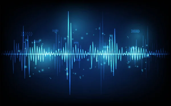 音波リズムの背景 技術コンセプト 未来的なデジタルイノベーションの背景ベクトル図 — ストックベクタ