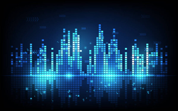 Sound wave rhythm background, technology concept, futuristic digital innovation background vector illustration