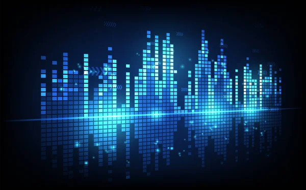 音波リズムの背景 技術コンセプト 未来的なデジタルイノベーションの背景ベクトル図 — ストックベクタ