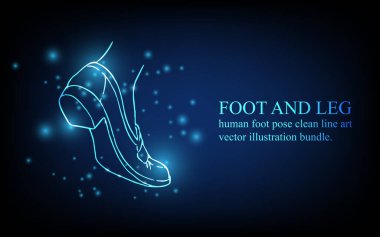 İnsan ayağı, ayak ve bacak, diz ve ayak parmağı, dijital iş konsepti, gelecekteki dijital yenilik arka plan çizimi.