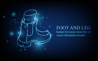 İnsan ayağı, ayak ve bacak, diz ve ayak parmağı, dijital iş konsepti, gelecekteki dijital yenilik arka plan çizimi.