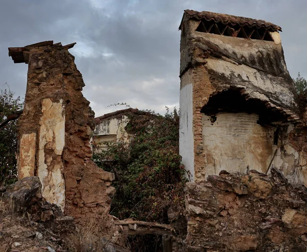 Casas Abandonadas Aldeia Oia Santorini Grécia — Fotografia de Stock
