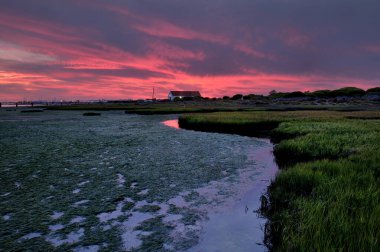 Denizin üzerinde güzel bir gün batımı