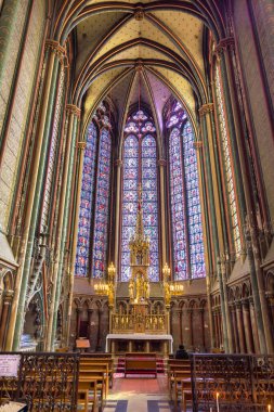 Amiens, France - September 28, 2022: interior view of the famous Amiens Cathedral.The cathedral is the seat of the Bishop of Amiens and is listed as a UNESCO World Heritage Site