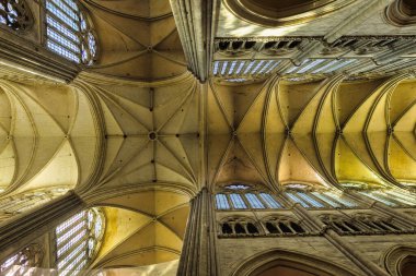 Amiens, France - September 28, 2022: interior view of the famous Amiens Cathedral.The cathedral is the seat of the Bishop of Amiens and is listed as a UNESCO World Heritage Site
