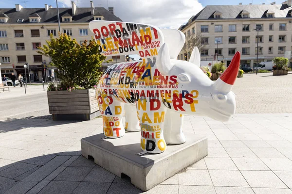 Amiens France September 2022 Rhinoceros Street Art Called Winged Rhino — Stock Photo, Image