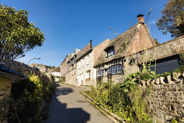 Picture Road Beautiful Old Houses Veules Les Roses Normandy France — 图库照片