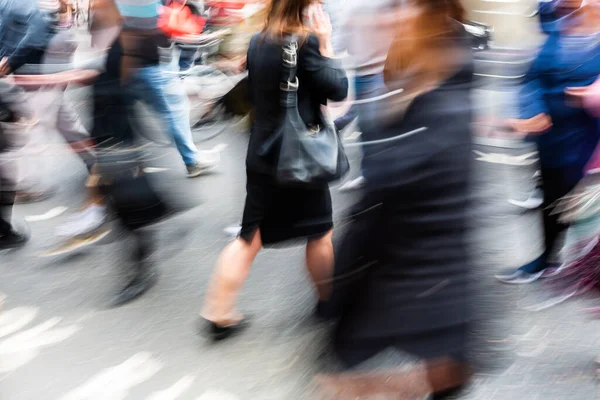 Creative Blurred Image Crowds People Move Busy City — Stockfoto