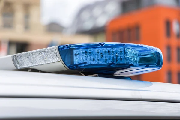 Foto Van Een Blauw Licht Een Duitse Polic Auto — Stockfoto
