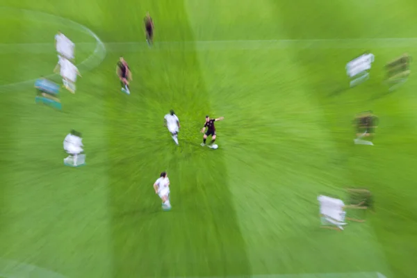 High Angle View Game Scene Soccer Game Zoom Effect — Stock Photo, Image