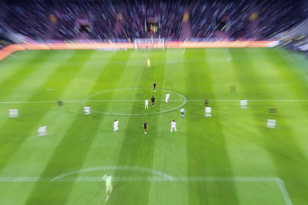 high angle view of a game scene at a soccer game with zoom effect