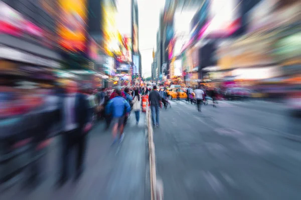 Street Scen Skymningen New York City Med Kamera Gjorde Zoom — Stockfoto