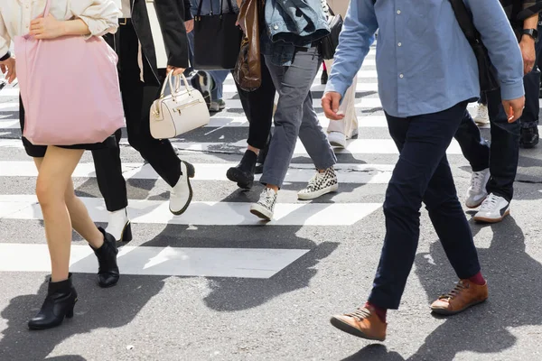 Picture Crowd People Crossing City Street Zebra Crossing — Stock Photo, Image