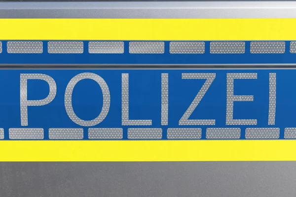 Imagen Escritura Palabra Alemana Policía Coche Policía Alemán —  Fotos de Stock