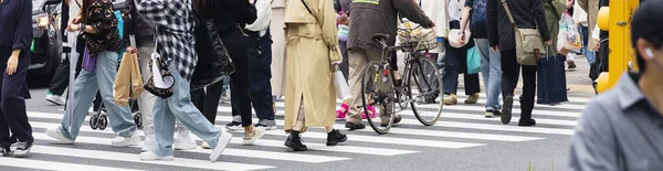 Multitud Personas Cruzando Una Calle Ciudad Cruce Cebra —  Fotos de Stock