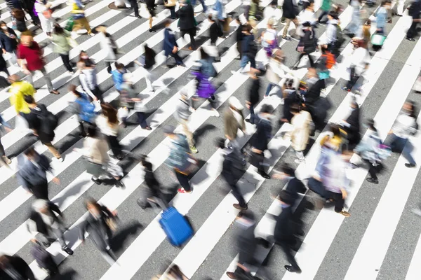Picture Intentional Motion Blur Crowds People Who Crossing City Street — Stock Photo, Image