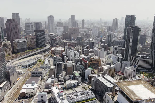 从空中俯瞰日本大阪天际线的图片 — 图库照片