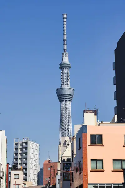 Εικόνα Ενός Αστικού Τοπίου Οικιστικά Κτίρια Και Tokyo Skytree Στο — Φωτογραφία Αρχείου