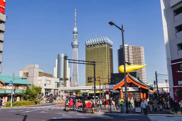 Токио Япония Апреля 2023 Года Вид Улицу Асакусы Горизонта Сумида — стоковое фото