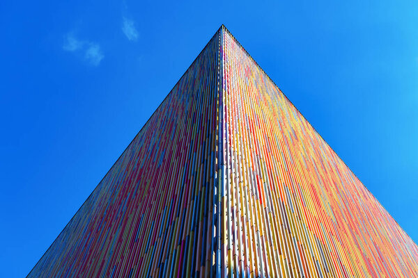 Munich, Germany - April 05, 2023: modern architecture of Museum Brandhorst in the Kunstareal. It displays the collection of modern art of the heirs of the Henkel trust Udo and Anette Brandhorst