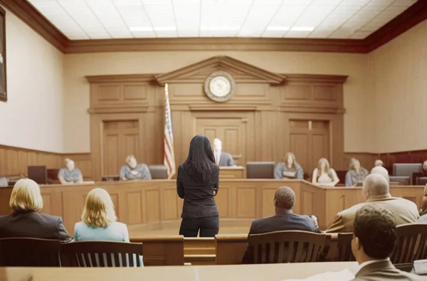 Mahkemede Sulh Hakimiyle Konuşuyor Kanun Düzenleme Kavramı — Stok fotoğraf