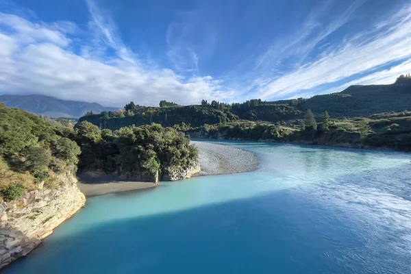 Neuvěřitelná Tyrkysově Modrá Voda Řeky Rakaia Protékající Útesem Lemovanou Soutěskou — Stock fotografie