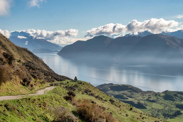 Одна Лучших Однодневных Прогулок Новой Зеландии Дорожке Roys Peak Ванаке — стоковое фото