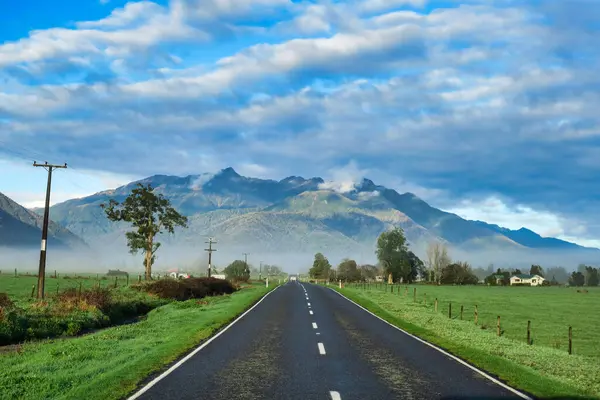 Autoroute Côte Ouest Nouvelle Zélande Dirigeant Vers Les Alpes Sud — Photo