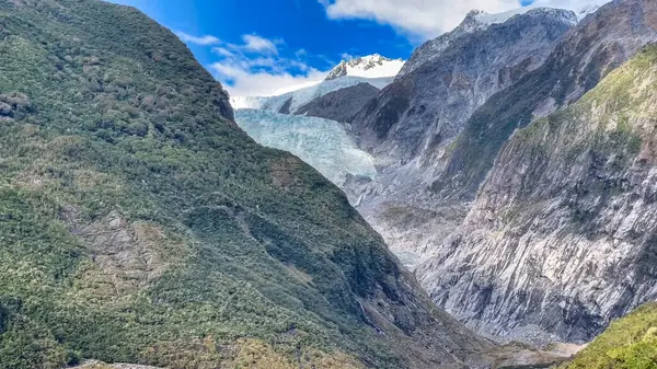 Pohled Ledovec Franz Josefa Vyhlídky Půli Cesty Trati Rodilým Keřem — Stock fotografie