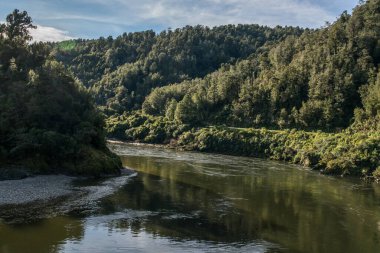 River scenery in the Lower Buller gorge between Westport and Inangahua Junction clipart