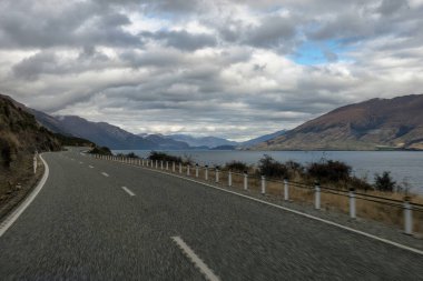 The mountains along both sides of Lake Hawea near Wanaka clipart