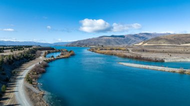 Aerial perspective of the rowing course on Lake Ruataniwha , Twizel NZ clipart