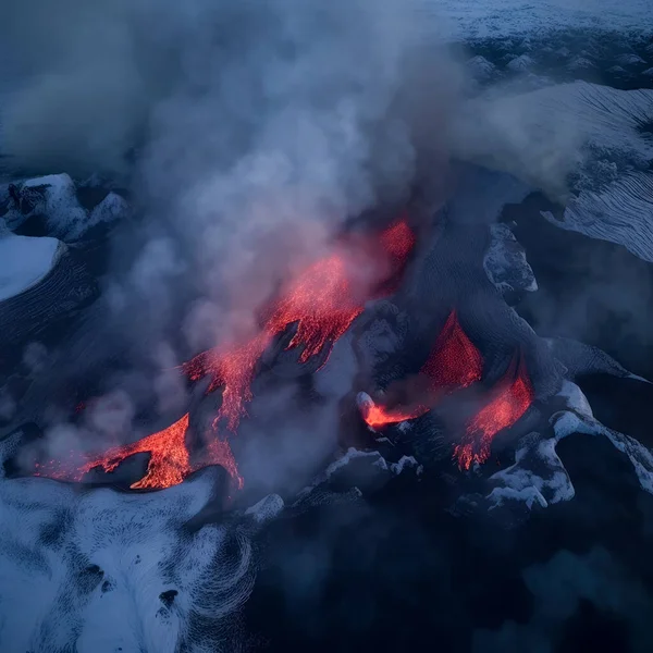 Éruption Volcanique Coulée Lave — Photo