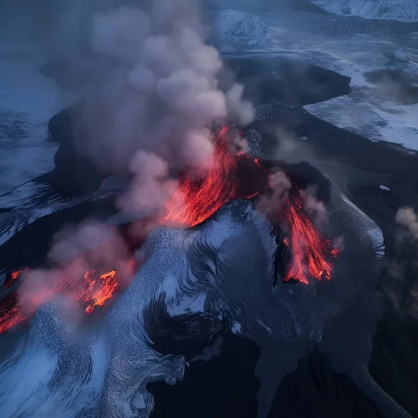 Erupcja Wulkanu Płynąca Lawa — Zdjęcie stockowe