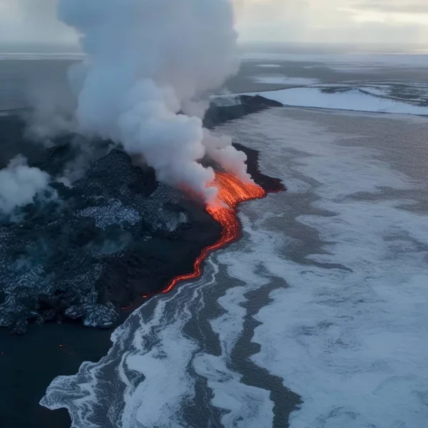 Vulkanausbruch Und Lavaflüsse — Stockfoto